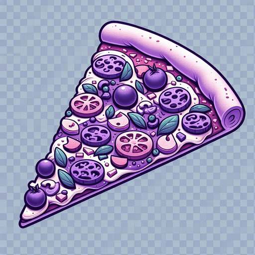 a slice of pizza on a transparent background, predominantly purple.
Slice of pizza
