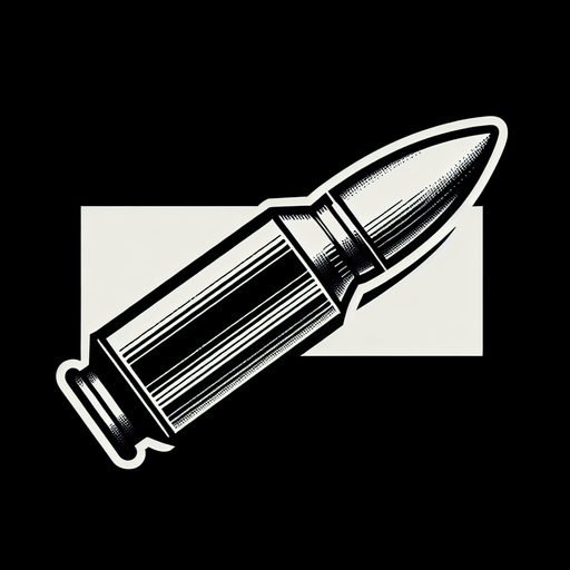 Bullet.
Single Game Texture. In-Game asset. 2d. Blank background. High contrast. No shadows.