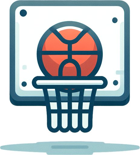 basketball hoop.
Single Game Texture. In-Game asset. 2d. Blank background. High contrast. No shadows.