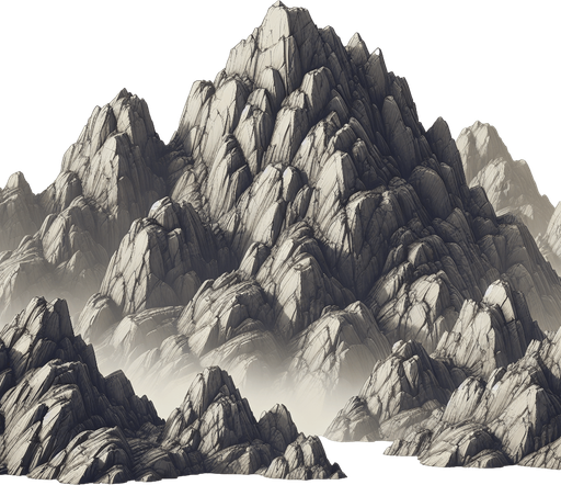 mountain rocks.
Single Game Texture. In-Game asset. 2d. Blank background. High contrast. No shadows.