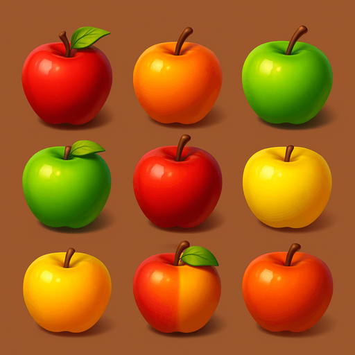 Pack of different Apples, 3D Apples, without black lines around it!
In-Game asset.  High contrast.  No shadows. 3D