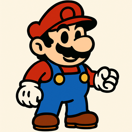 mario like plumber.
In-Game asset.  2d.  High contrast.  No shadows
