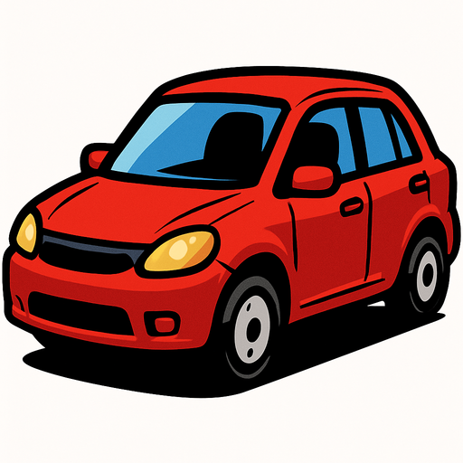 Red car.
In-Game asset.  2d.  High contrast.  No shadows
