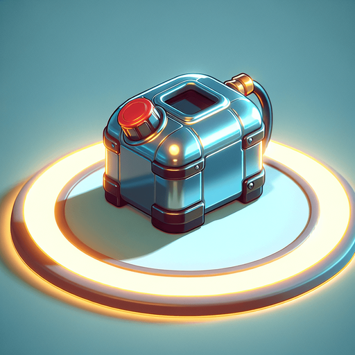 A cute cartoon-style small fuel tank with rounded edges, glossy metal finish, and a little red cap. Add a glowing yellow outline to make it pop. It should look lightweight and collectible, floating gently in the air..
Single Game Texture.  In-Game asset.  2d.  Blank background.  High contrast.  No shadows