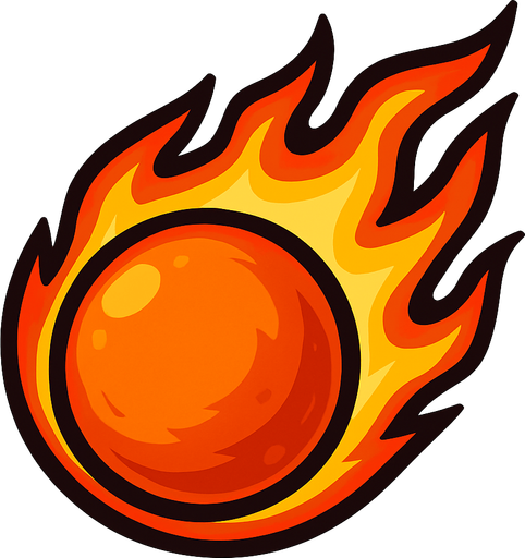 bola de fuego.
In-Game asset.  2d.  High contrast.  No shadows