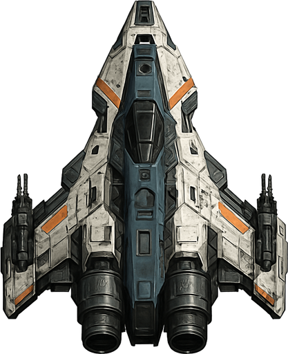 Uzay temalı Savaş Gemisi, gerçekçi, yazısız üstten görünüm. 
In-Game asset.  High contrast.  No shadows