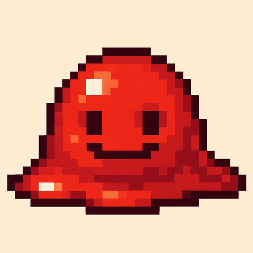 Slime rojo, pixelart.
In-Game asset.  2d.  High contrast.  No shadows