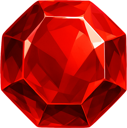 a red gem realistic.
In-Game asset.  2d.  High contrast.  No shadows