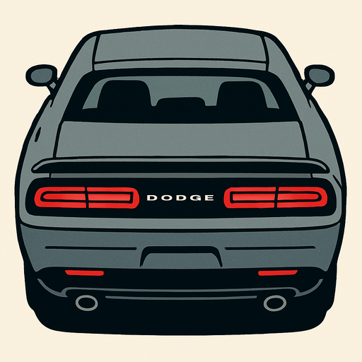 Gri Dodge challenger 2014 arkasi ama yukaridan.
In-Game asset.  2d.  High contrast.  No shadows