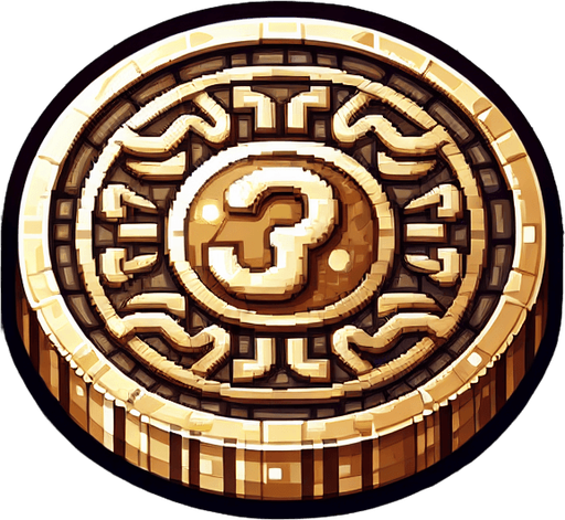 A single coin.
Single Game Texture. In-Game asset. 2d. Blank background. High contrast. No shadows.