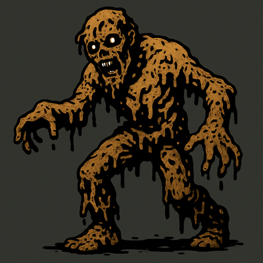 a zombie covered in mud.
In-Game asset.  2d.  High contrast.  No shadows