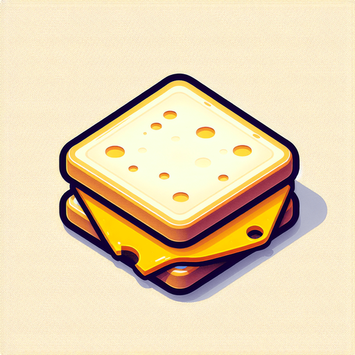 a cheese sandwich, viewed from above.
Single Game Texture. In-Game asset. 2d. Blank background. High contrast. No shadows.