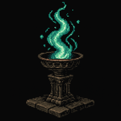 Magic stand dark souls style 2d pixel art.
In-Game asset.  2d.  High contrast.  No shadows