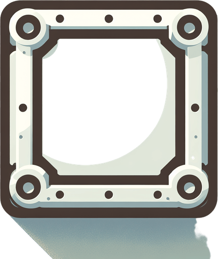 White square with round corners, flat, flat shaded, industrial design.
Single Game Texture. In-Game asset. 2d. Blank background. High contrast. No shadows.