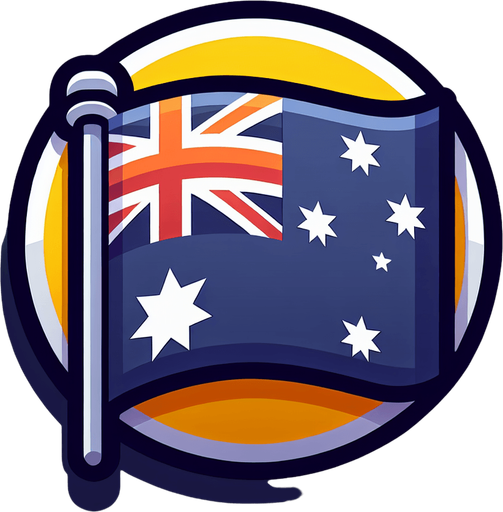 australia flag. flat. simple..
Single Game Texture. In-Game asset. 2d. Blank background. High contrast. No shadows.