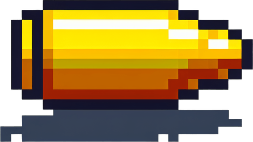 Yellow_bullet pixel.
Single Game Texture. In-Game asset. 2d. Blank background. High contrast. No shadows.