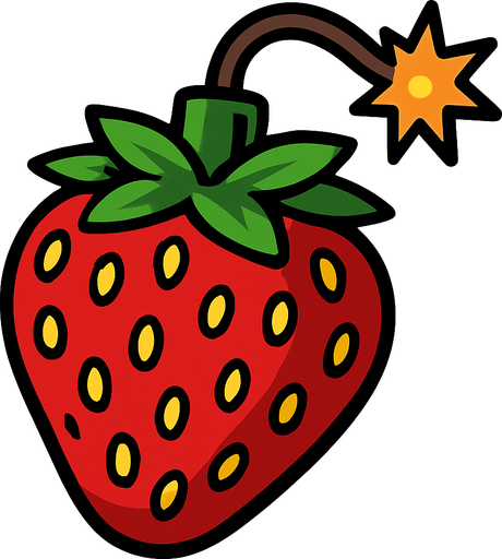 Çilek şeklinde bomba.
In-Game asset.  2d.  High contrast.  No shadows