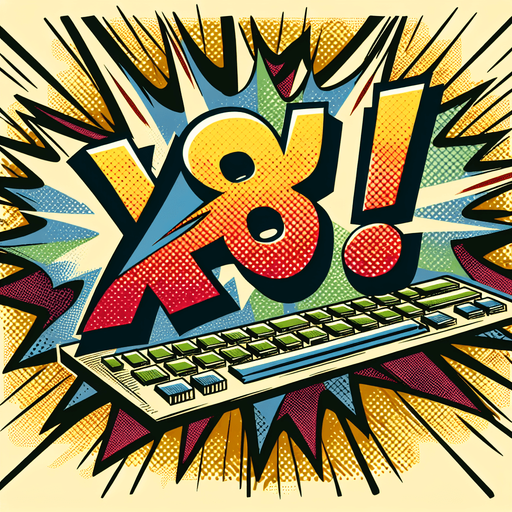 text popup "x8!".
comic style