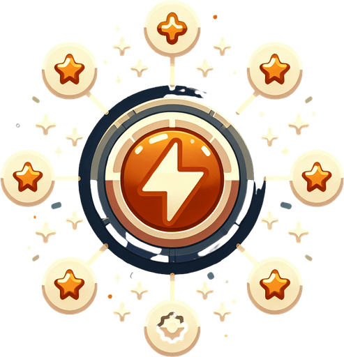 power up.
Single Game Texture.  In-Game asset.  2d.  Blank background.  High contrast.  No shadows