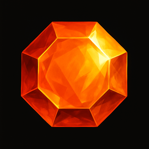make a orange gem realistic.
In-Game asset.  2d.  High contrast.  No shadows