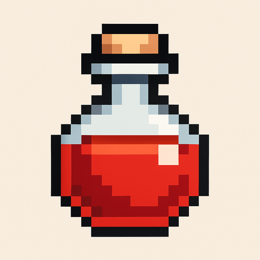 2d pixel art red heal pot bottle.
In-Game asset.  2d.  High contrast.  No shadows