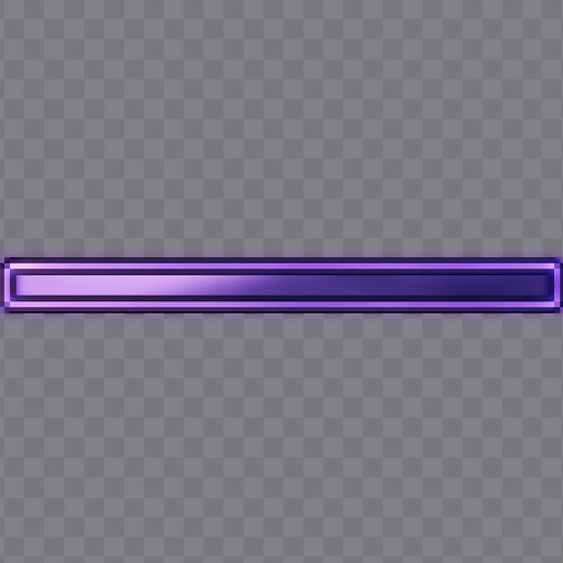 A minimalist horizontal pixel art timeline bar, 2048x40 resolution, designed for a lo-fi rhythm pixel game. The bar is sleek and thin, with subtle purple and violet tones, no numbers or markers. The style is consistent with a DJ-themed interface — soft glowing edges, pixel-perfect precision, and no background (transparent). The bar should feel modern yet retro, fitting into a dreamy neon-lit rhythm game UI..
In-Game asset.  2d.  High contrast.  No shadows