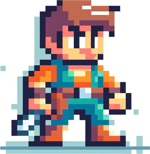pixel mario character. 2d
Single Game Texture.  In-Game asset.  2d.  Blank background.  High contrast.  No shadows