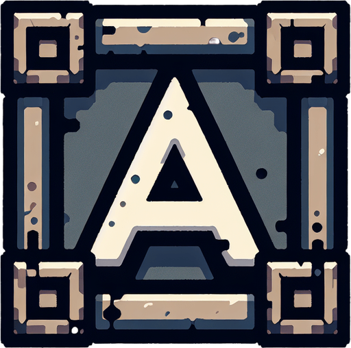La lettre A encadrée..
Single Game Texture. In-Game asset. 2d. Blank background. High contrast. No shadows.