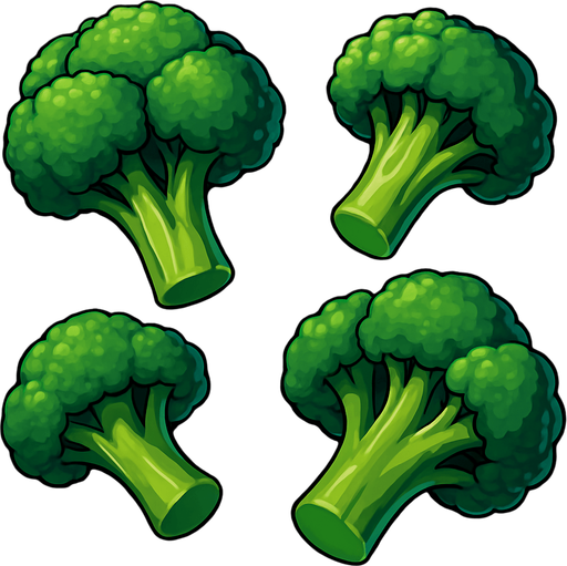 Pack of different broccoli.
In-Game asset.  High contrast.  No shadows. 3D