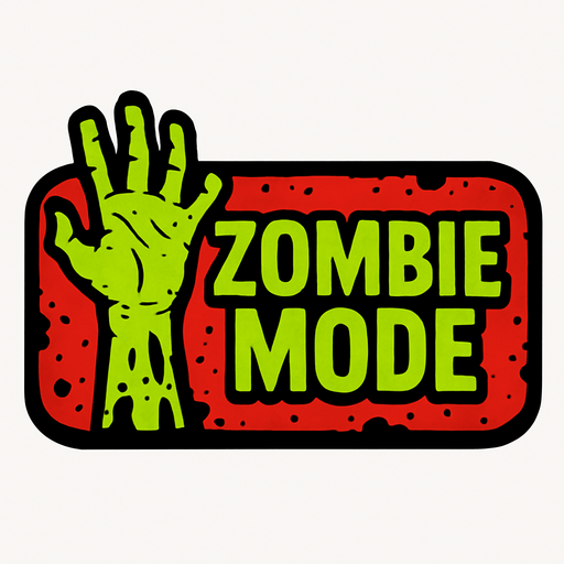 Zombie Mode buton.
In-Game asset.  2d.  High contrast.  No shadows