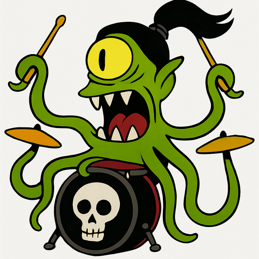 Make my character have more tentacle based hands and make him have dark black hair with a ponytail (make my character's background white)