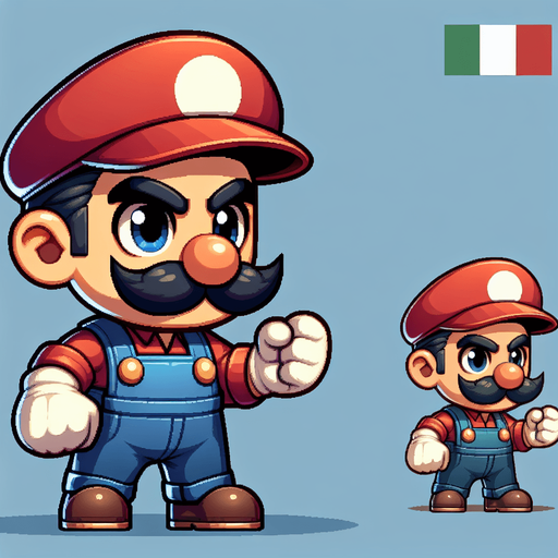 chibi mario bross stand fight
Single Game Texture.  In-Game asset.  2d.  Blank background.  High contrast.  No shadows