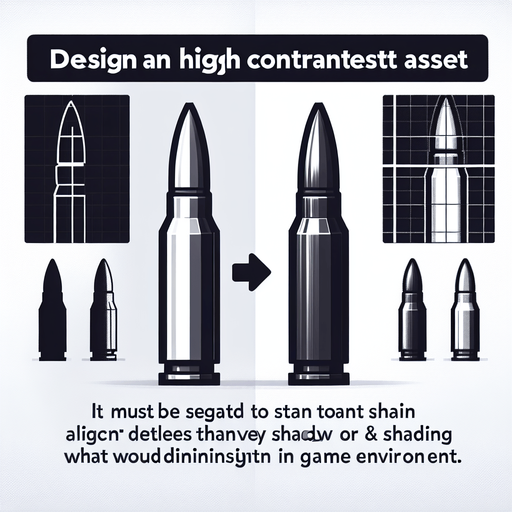 Bullet.
Single Game Texture. In-Game asset. 2d. Blank background. High contrast. No shadows.