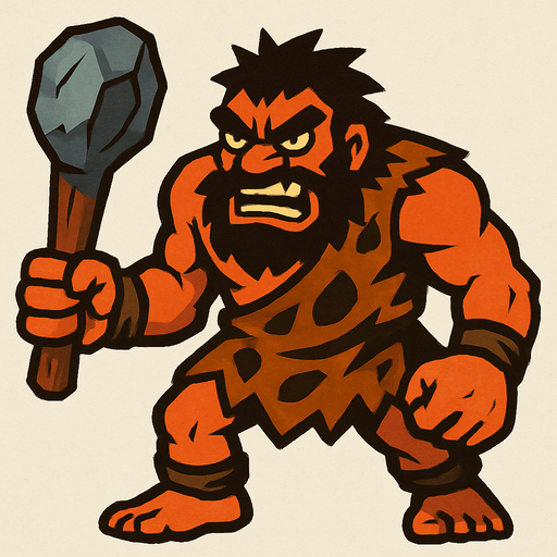 Taş devri düşman.
In-Game asset.  2d.  High contrast.  No shadows