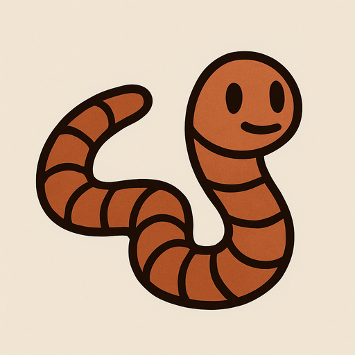 Short brown worm.
In-Game asset.  2d.  High contrast.  No shadows. Very simple