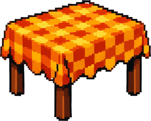 Una mesa con una funda estilo retro , pixelart.
In-Game asset.  2d.  High contrast.  No shadows