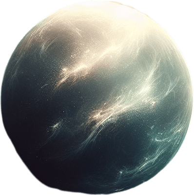 black background ethereal centered planet.