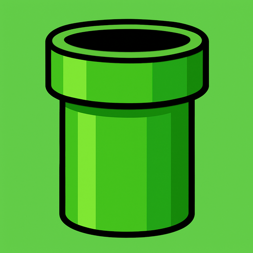 yeşil boru.
In-Game asset.  2d.  High contrast.  No shadows