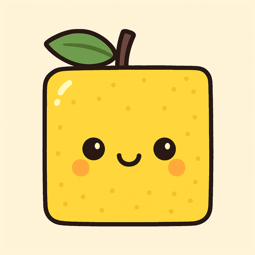 Perfectly square yellow lemon. Cartoon style. Cute art style. Simple vector style.