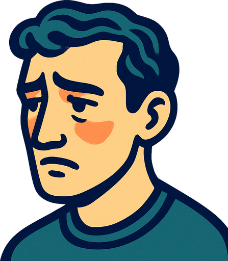 profile photo of a sensitive man.
In-Game asset.  2d.  High contrast.  No shadows