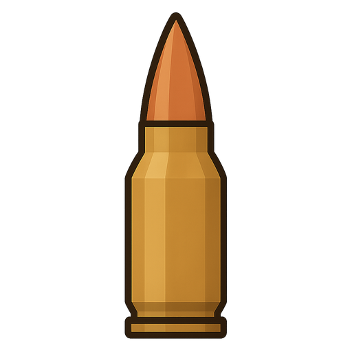 Bullet. No background. Transparent background. Blank background. No shadows. 2d. In-Game asset. flat