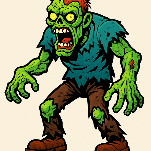 Un zombie gigante.
In-Game asset.  2d.  High contrast.  No shadows