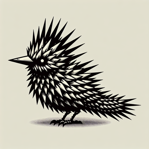 A bird with pointy stuff on it.
Single Game Texture.  In-Game asset.  2d.  Blank background.  High contrast.  No shadows