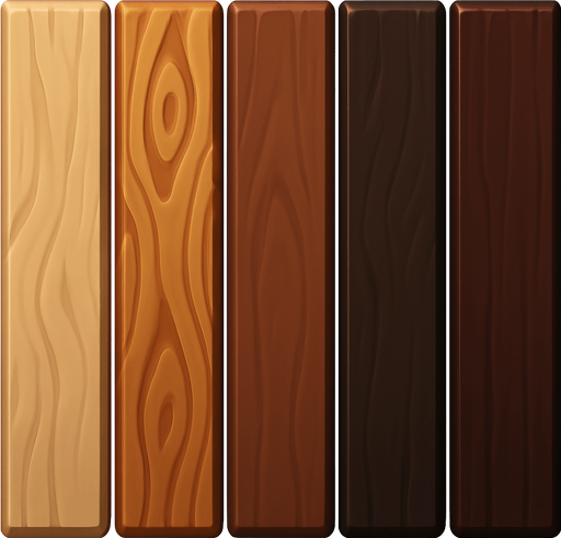 Pack of different wood vertical facing the screen.
In-Game asset.  High contrast.  No shadows. 3D