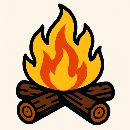 a campfire.
In-Game asset.  2d.  High contrast.  No shadows