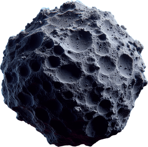 asteroid.
Single Game Texture.  In-Game asset.  Blank background.  High contrast.  No shadows