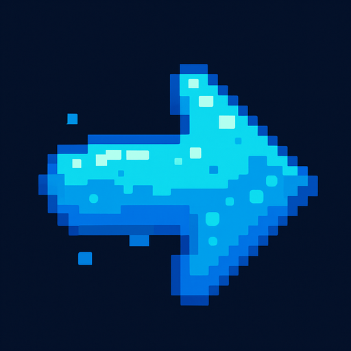 Flecha azul de Slime , pixelart.
In-Game asset.  2d.  High contrast.  No shadows
