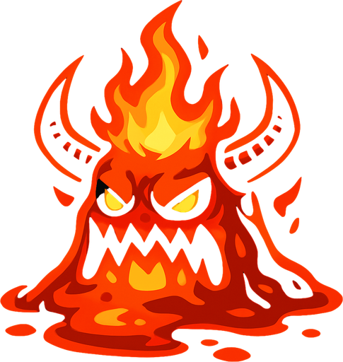 boss slime but like fire and dangereous.
In-Game asset.  2d.  High contrast.  No shadows