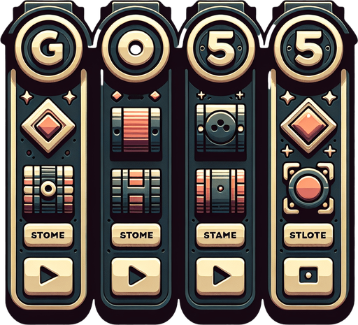 A game menu bar that has five slots with transparent background..
Single Game Texture. In-Game asset. 2d. Blank background. High contrast. No shadows.