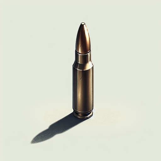 Bullet.
Single Game Texture. In-Game asset. 2d. Blank background. High contrast. No shadows.